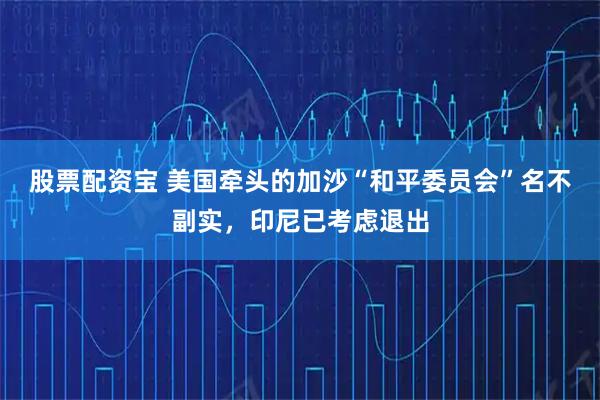 股票配资宝 美国牵头的加沙“和平委员会”名不副实，印尼已考虑退出